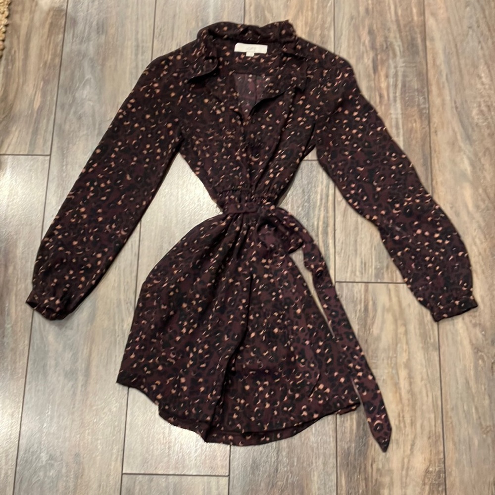 LOFT Leopard Long Sleeve Dress